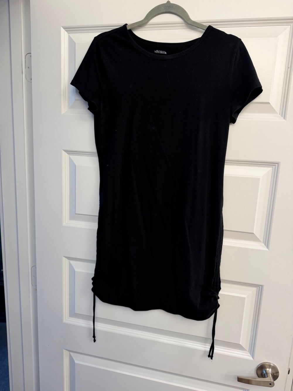 wild fable Black Short Sleeve Drawstring Tee Dress